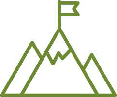 An icon showing a mountain with a flag on top