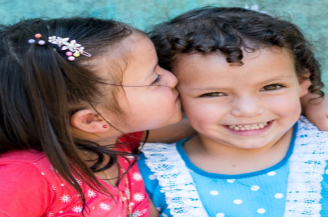 Two children happy together