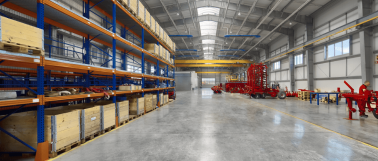 Interior of a large warehouse facility